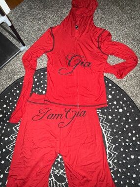 I.AM.GIA Red Zip Hoodie Top